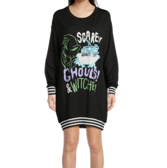 Disney Black Long Sleeve Sleep Shirt Colorful Graphics - Picture 7 of 7